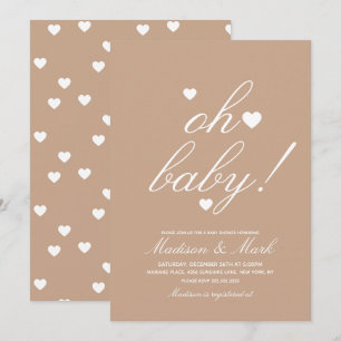 Minimalistische Hearts Baby Dusche Earthy Inv Einladung