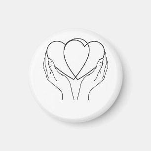 Minimalistische Hearts & Hands Line Art Kissen Magnet