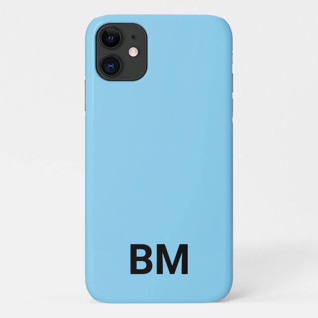 Minimalistische hellblaue Monogramm-Anfangsbuchsta Case-Mate iPhone Hülle (Rückseite)