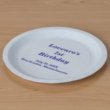 Minimalistische hellblaue Pappteller zum Kindergeb