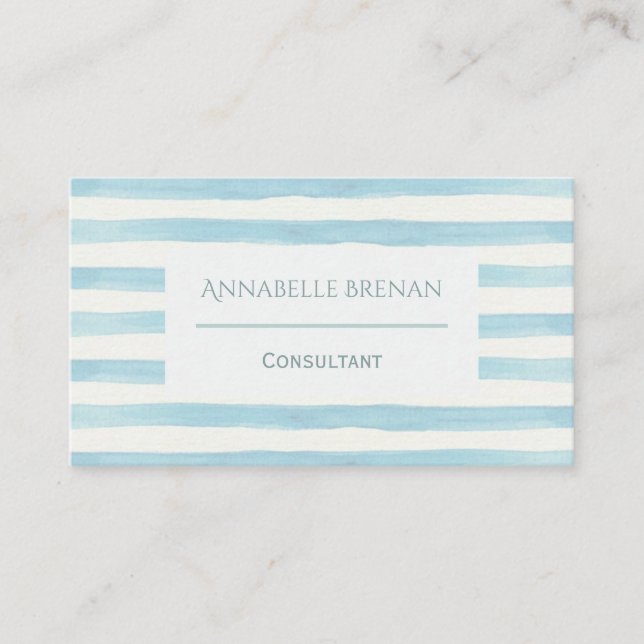 Minimalistische hellblaue Watercolor-Streifen Visitenkarte (Vorderseite)