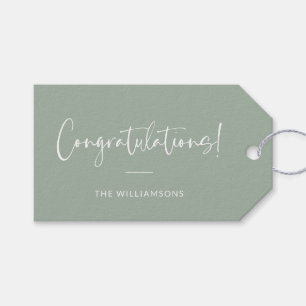 Minimalistische hellgrüne personalisierte Gratulat Geschenkanhänger