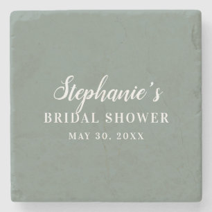 Minimalistische Hellgrüne und Weiße Bridal Shower Steinuntersetzer