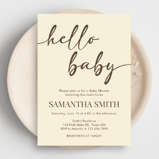 Minimalistische Hello Baby Baby Shower Einladung