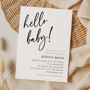 Minimalistische Hello Baby moderne Babyparty Einladung