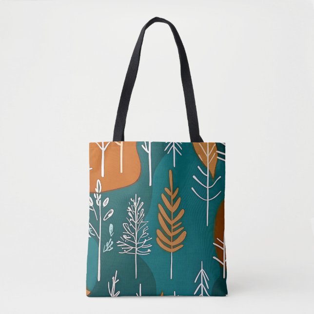 Minimalistische Herbst-aquamarin-Orangenbraun-Wald Tasche (Vorderseite)