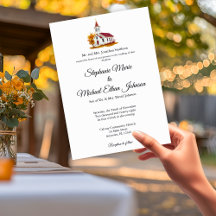 Minimalistische Herbst-Blumen-Kirchen-Hochzeitsein