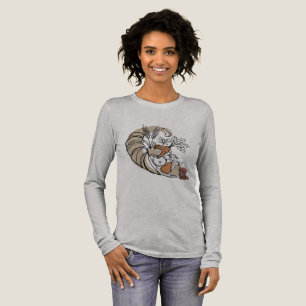 Minimalistische Herbsternte Füllhorn-Linienkunst Tri-Blend Shirt