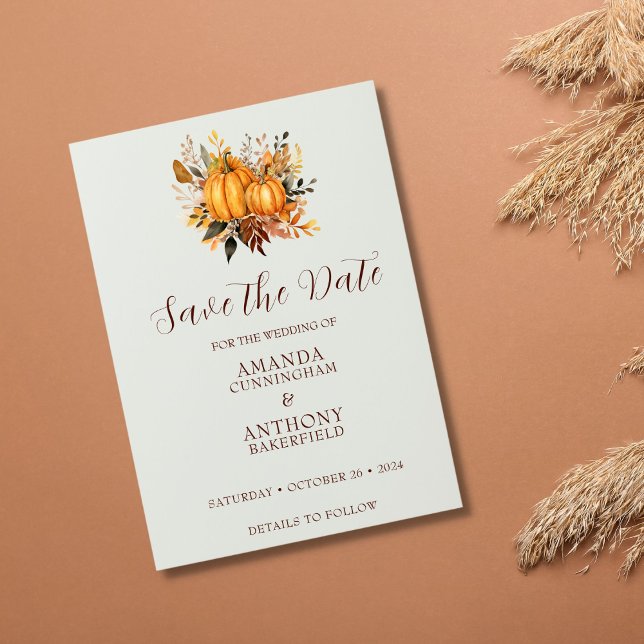 Minimalistische Herbsthochzeit Pumpkin Save the Da Date (Von Creator hochgeladen)