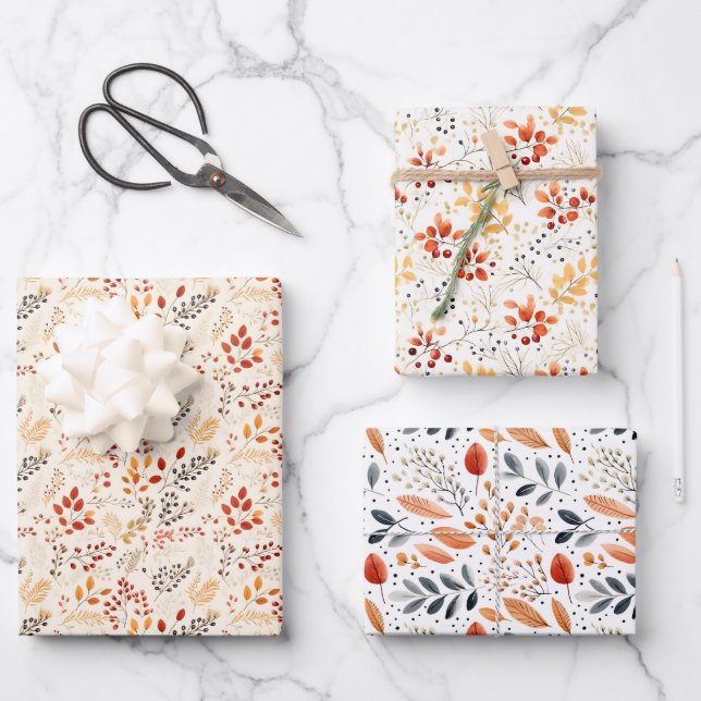 Minimalistische Herbstlaube - Eleganz im Herbst Geschenkpapier Set (Vorderseite)