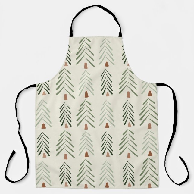 Minimalistische Herringbone-Weihnachtsbaumen Schürze (Vorderseite)