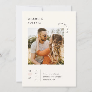 Minimalistische Herz-Foto-Save-the-Date-Einladung Einladung