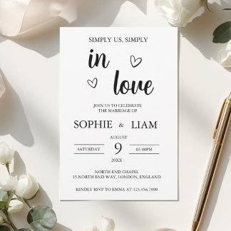 Minimalistische Herz-Hochzeitseinladung Einladung