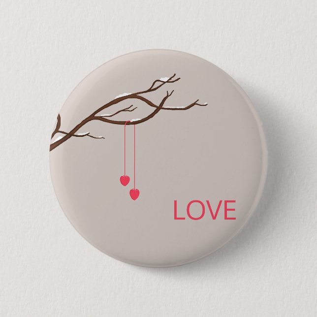 Minimalistische Herzen im Baumwald Button (Vorderseite)