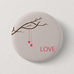 Minimalistische Herzen im Baumwald Button