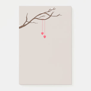 Minimalistische Herzen im Baumwald Post-it Klebezettel