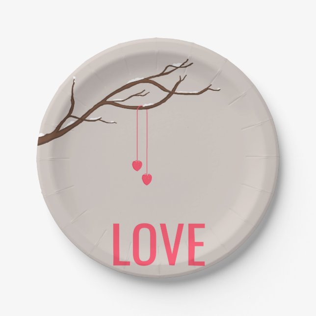 Minimalistische Herzen im Entwurf eines Pappteller (Vorderseite)