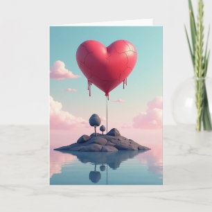Minimalistische herzförmige Ballonkarte mit Rissen Karte