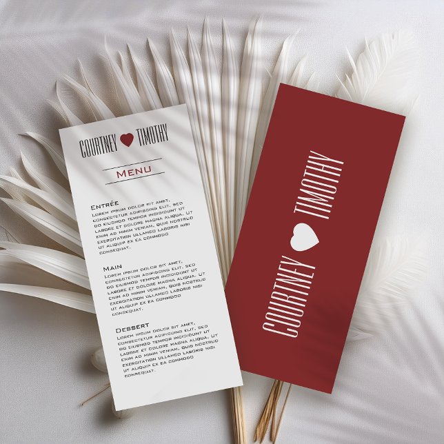 Minimalistische Herzhochzeit Menükarte (Von Creator hochgeladen)