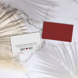 Minimalistische Herzhochzeit Platzkarte