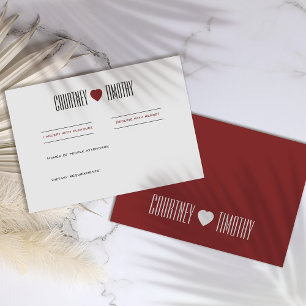 Minimalistische Herzhochzeit RSVP Karte