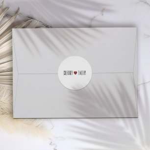 Minimalistische Herzhochzeit Runder Aufkleber