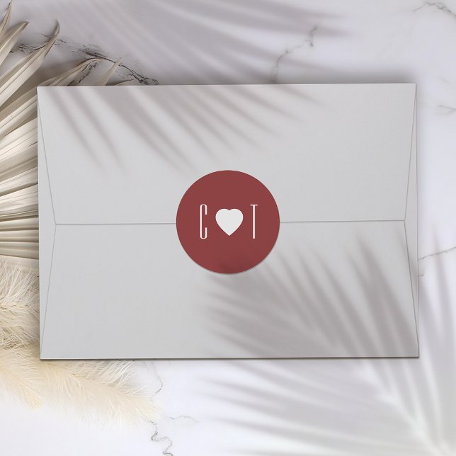 Minimalistische Herzhochzeit Runder Aufkleber (Von Creator hochgeladen)