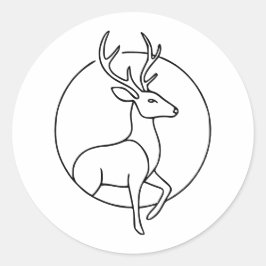 Minimalistische Hirsch-Linienkunst – Waldtier-Kuns Runder Aufkleber