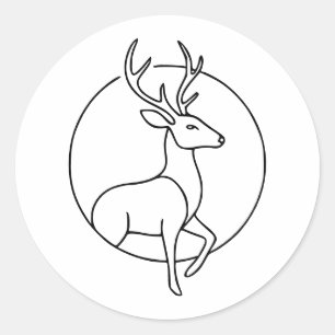 Minimalistische Hirsch-Linienkunst – Waldtier-Kuns Runder Aufkleber