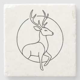 Minimalistische Hirsch-Linienkunst – Waldtier-Kuns Steinuntersetzer
