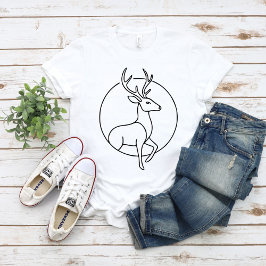 Minimalistische Hirsch-Linienkunst – Waldtier-Kuns T-Shirt