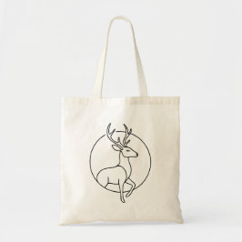 Minimalistische Hirsch-Linienkunst – Waldtier-Kuns Tragetasche