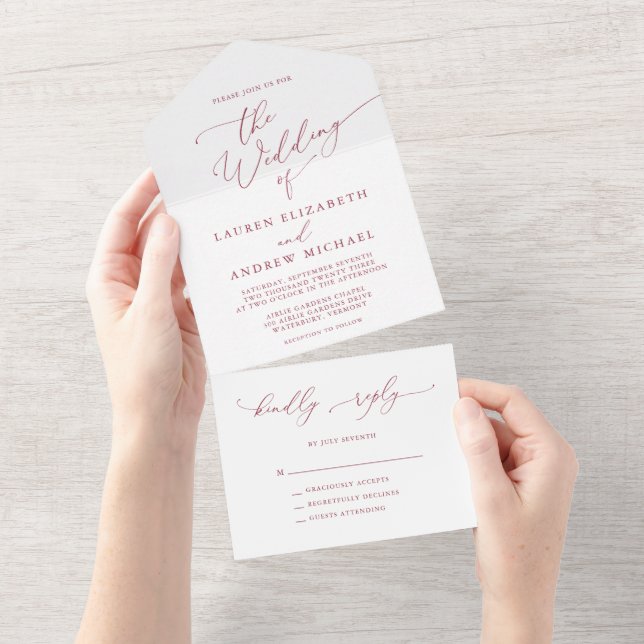 Minimalistische Hochzeit All In One Einladung (Abreißen)