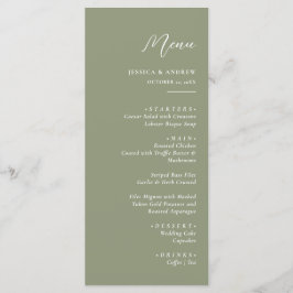 Minimalistische Hochzeit auf Grün und Weiß Menükarte
