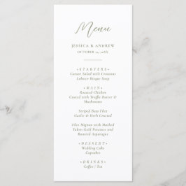 Minimalistische Hochzeit auf Grün und Weiß Menükarte