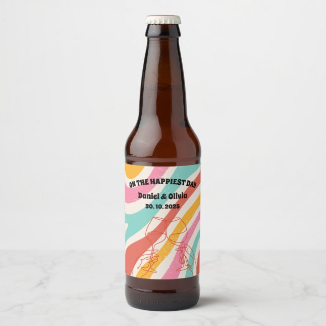 Minimalistische Hochzeit Bierflaschenetikett (Vorderseite)
