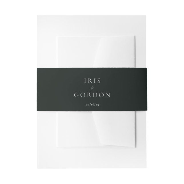 Minimalistische Hochzeit Custom Dark Green Einladungsbanderole (Vorderseite Beispiel)
