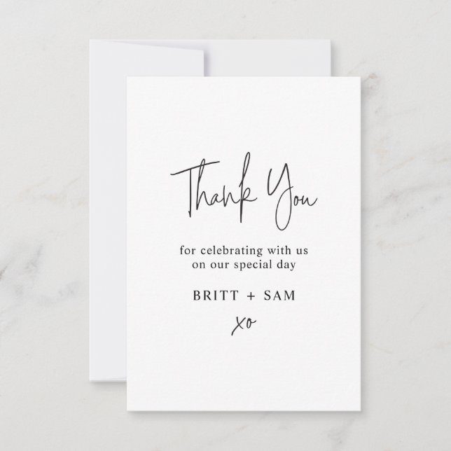 Minimalistische Hochzeit Danke, dass Sie ein handg Dankeskarte (Vorderseite)