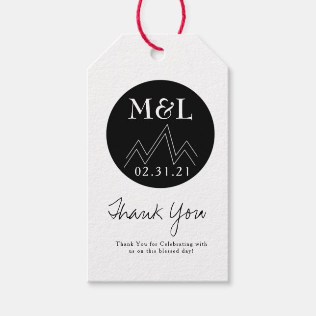Minimalistische Hochzeit Danke Ihnen Schwarz-weiße Geschenkanhänger (Vorderseite)