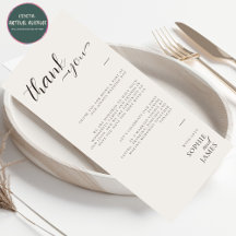 Minimalistische Hochzeit danke Ihnen Table Platzka