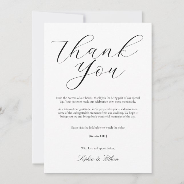 Minimalistische Hochzeit Dankeschön-Karte Einladung (Vorderseite)