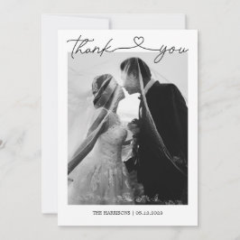 Minimalistische Hochzeit Dankeschön-Karte mit Foto Dankeskarte