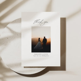 Minimalistische Hochzeit Dankeschön-Karte mit Foto Dankeskarte