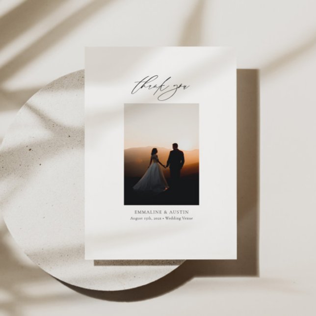 Minimalistische Hochzeit Dankeschön-Karte mit Foto Dankeskarte (Von Creator hochgeladen)