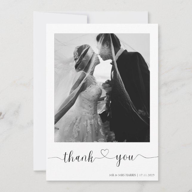 Minimalistische Hochzeit Dankeschön-Karte mit Foto Einladung (Vorderseite)