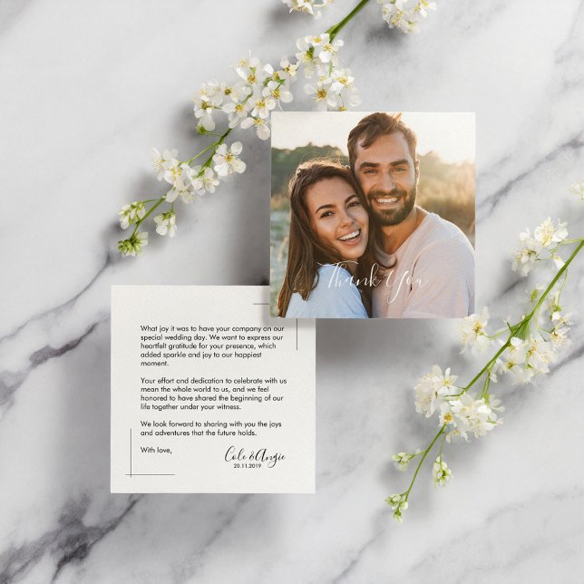 Minimalistische Hochzeit Dankeschön Karten mit Fot (Minimalist Wedding Thank You Cards with Photo)
