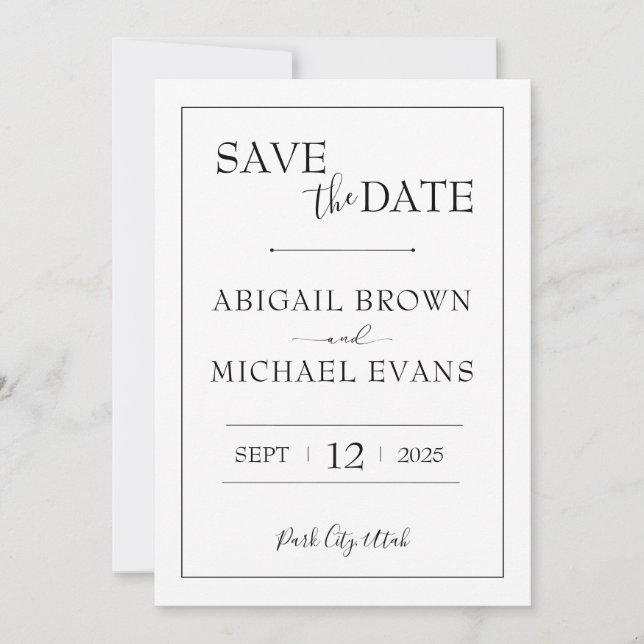 Minimalistische Hochzeit Datum speichern Save The Date (Vorderseite)