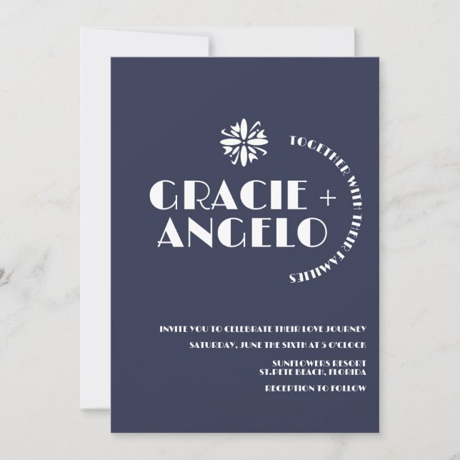 Minimalistische Hochzeit der blauen Marinestöne Einladung (Vorderseite)