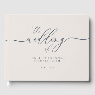 Minimalistische Hochzeit der Marine in Elfenbein Gästebuch