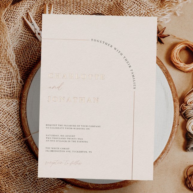 Minimalistische Hochzeit der modernen Arche Folieneinladung (Von Creator hochgeladen)